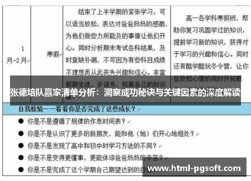张德培队赢家清单分析:洞察成功秘诀与关键因素的深度解读 张德培队赢家清单分析:洞察成功秘诀与关键因素的深度解读